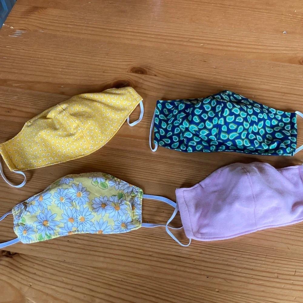 NEW Set of Four Colorful Fabric Face Masks, Handmade